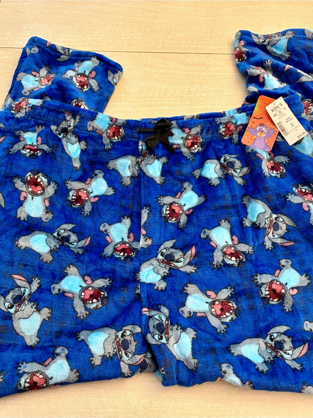Disney Kohl’s Stitch Blue Fleece Pajama Pants with Drawstrings
